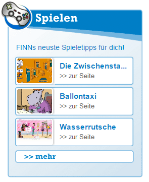 Spiele-Box auf fragFINN.de