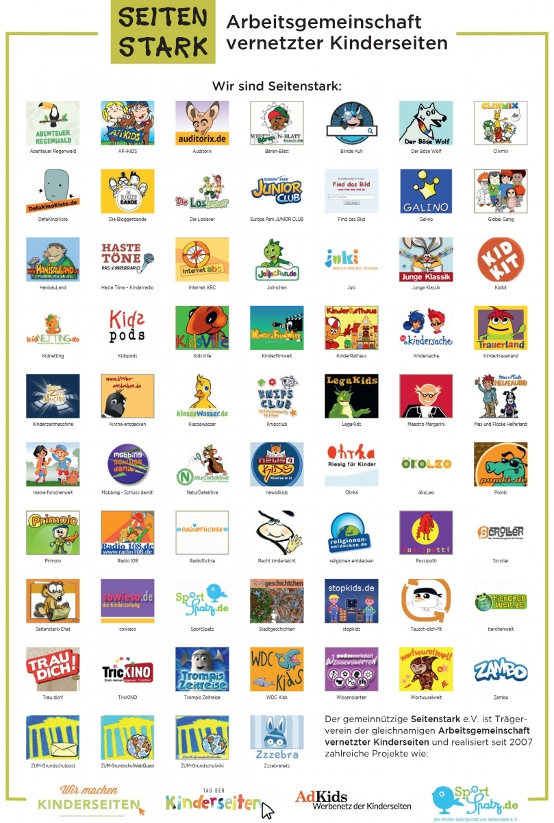 Logos der Kinderseiten von Seitenstark