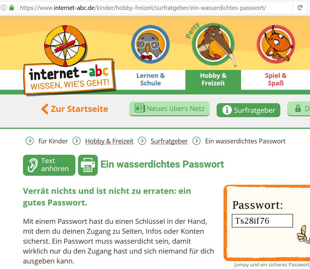 Screenshot www.internet-abc.de