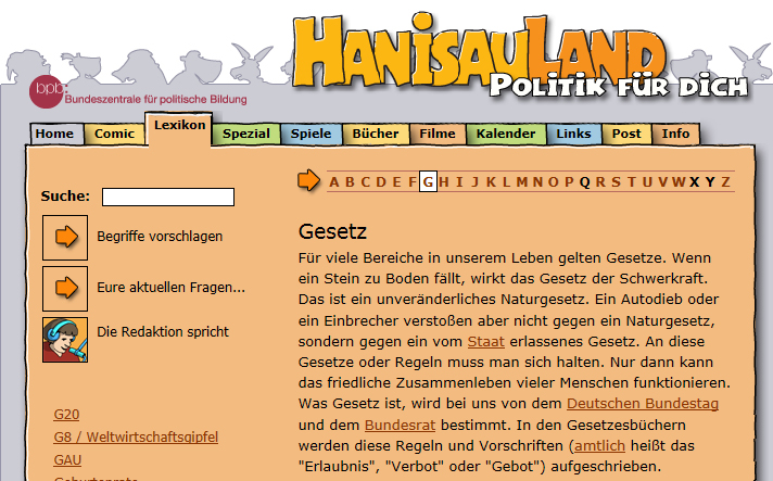  Screenshot www.hanisauland.de