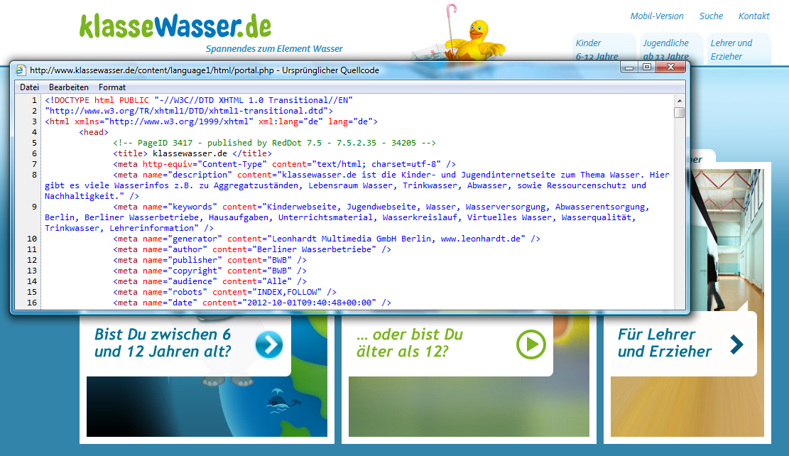  Screenshot www.klassewasser.de