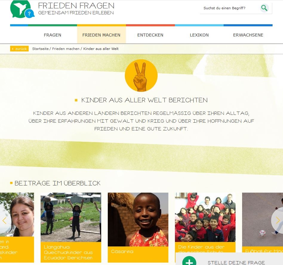 Screenshot https://www.frieden-fragen.de/frieden-machen/kinder-aus-aller-welt.html