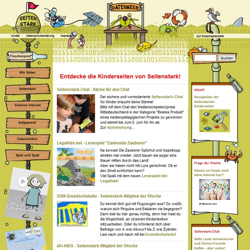 Screenshot seitenstark.de, Arbeitsgemeinschaft vernetzter Kinderseiten