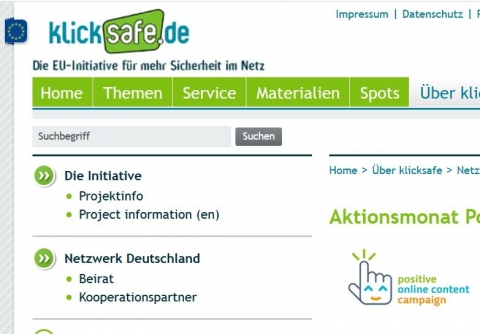 Screenshot www.klicksafe.de