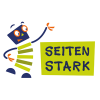 Seitenstark-Maskottchen mit Logo, Bild: Seitenstark e.V.